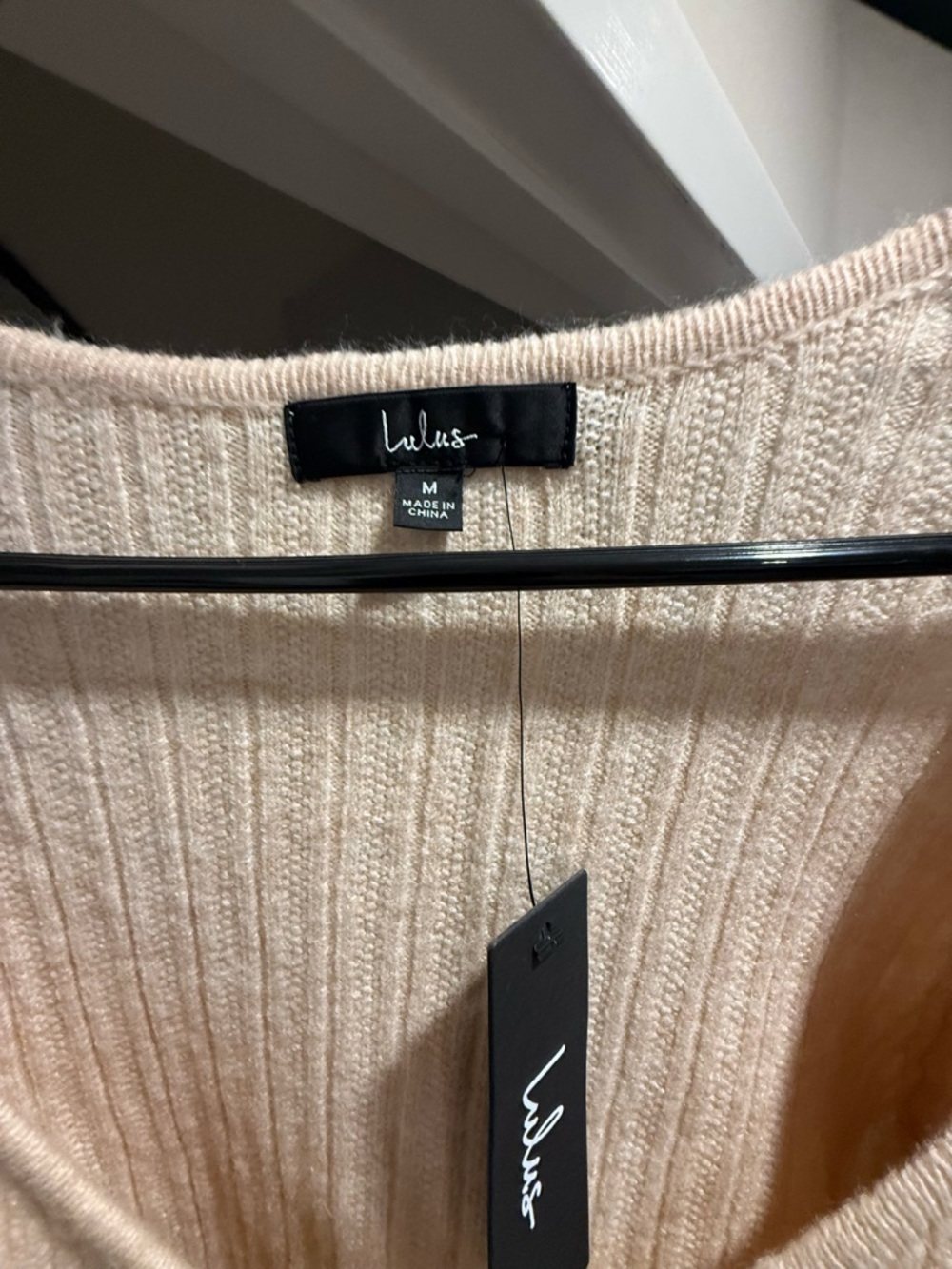 Lulu's Cream Ribbed V-Neck Button Cardigan - Picture 4 of 5